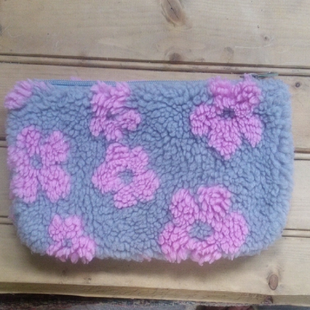 Floral Gray and Pink Cosmetic Bag